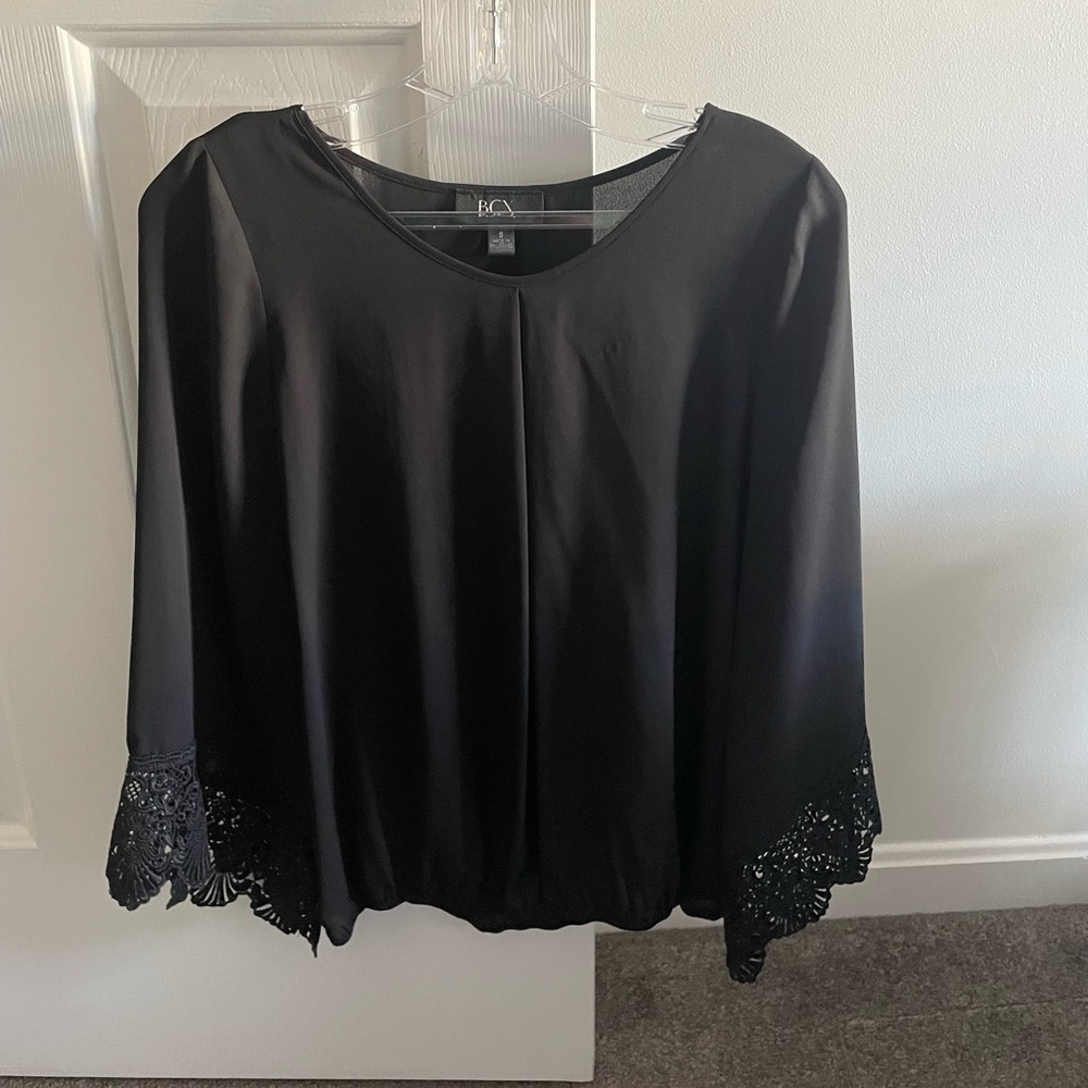 Black blouse with lace trim